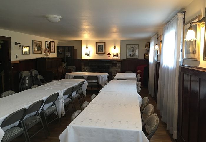The dining room in the San Francisco orphanage.