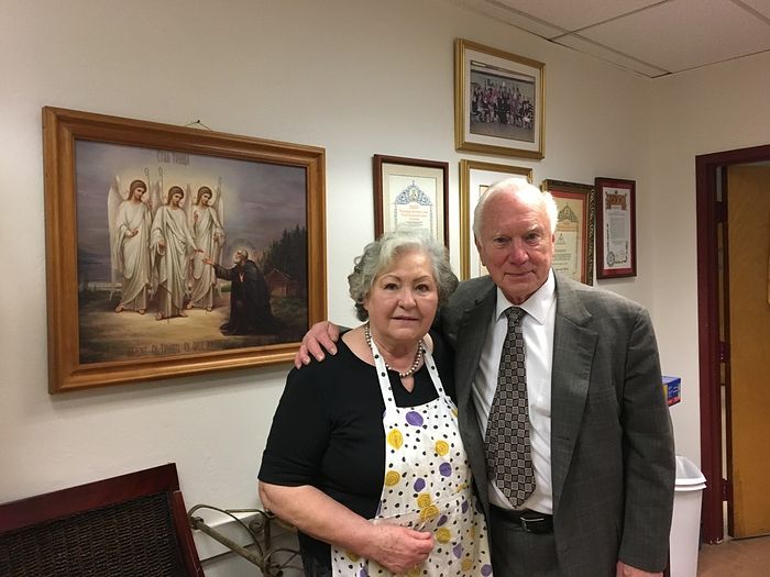 Nicholai Lukianov and his wife Valentina at the office of the Russian Cathedral of the “Joy of All Who Sorrow” icon of the Mother of God in San Francisco.