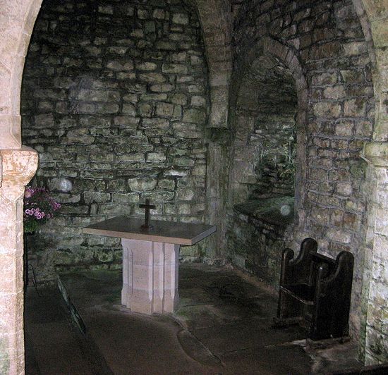 Interior of St. Aldhelm's Chapel in St. Aldhelm's Head, Dorset