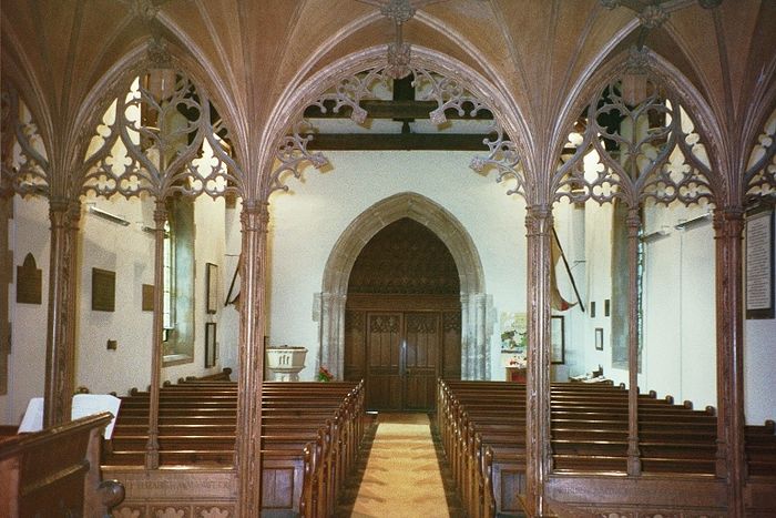 St. Aldhelm's Church interior, looking west, Bishopstrow, Wilts (kindly provided by the parish of Bishopstrow)