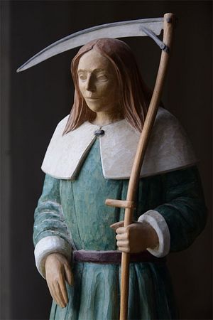 The statue of St. Walstan in the church of Bawburgh, Norfolk (source - Bawburghvillage.co.uk)