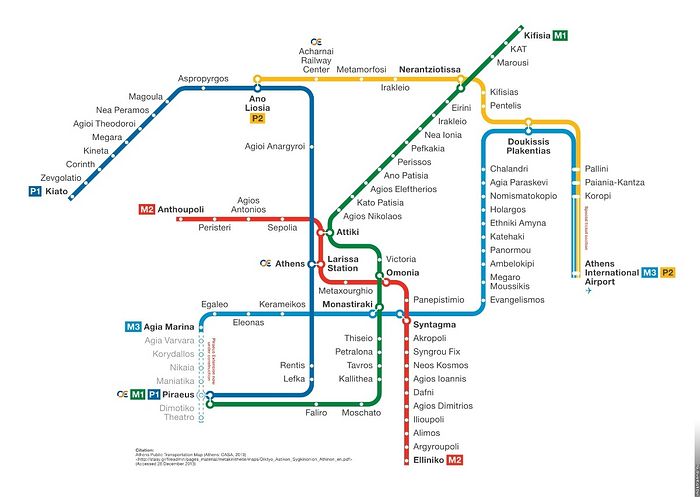 Схема метро в Афинах