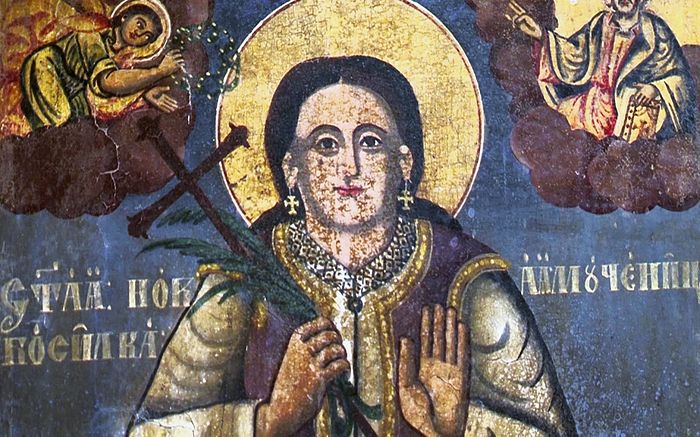 Святая новомученница Босилька. Старинная икона в Пасьяне. Косово