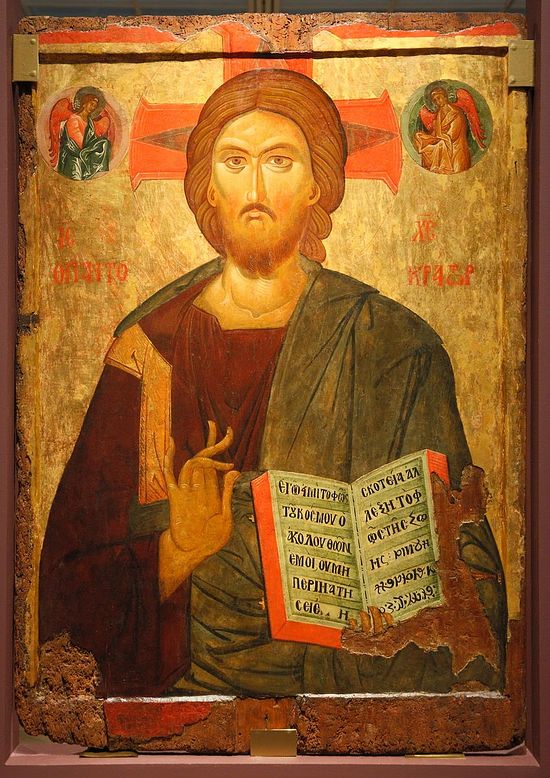 Христос Пантократор. Христос во гробе. Двусторонняя икона. XIV век, оборот –XVII – XVIII века
