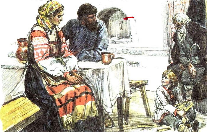 Иллюстрация к басне Льва Толстого «Старый дед и внучек»