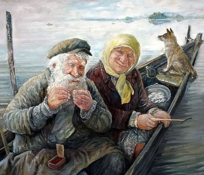 «На рыбалке». Художник Леонид Баранов
