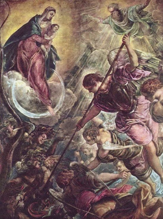 Battle of the Archangel Michael and the Satan. Artist: Tintoretto (Jacopo Robusti). Photo: wikiart.org