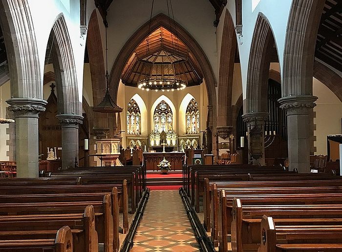 The nave of Peel Cathedral