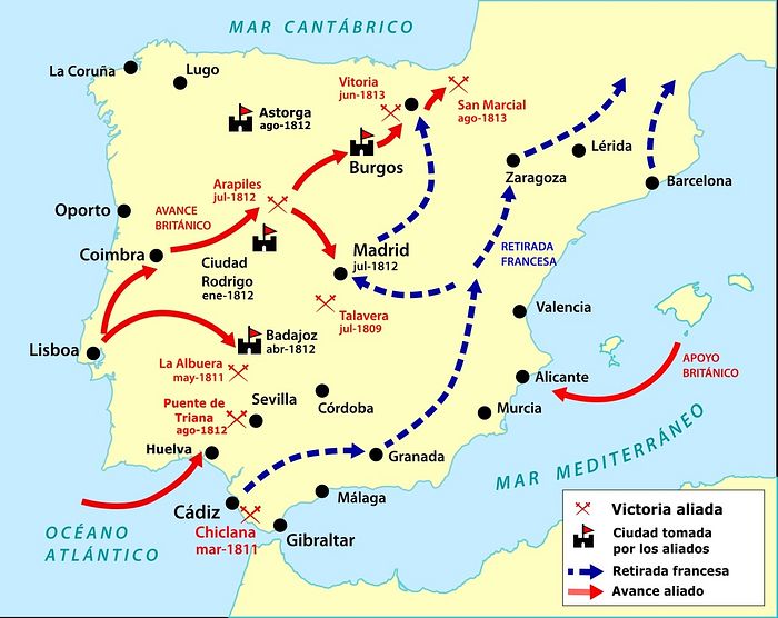 Карта событий завершающей стадии «Пиренейской войны»