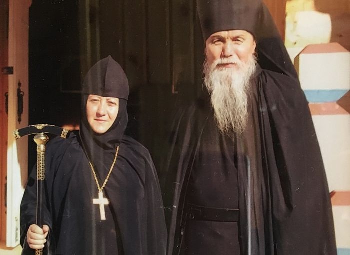 Abbess Vitalia with her father confessor Archimandrite Anthony (Gavrilov) of Optina.