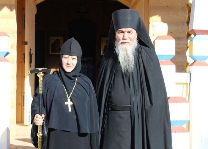 The Convent's Abbess with their spiritual father, Archimandrite Antony.