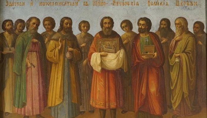 12 греческих мастеров – строителей Великой Успенской церкви, настенная роспись, Киево-Печерская лавра
