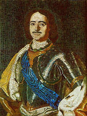 Портрет Петра I. Мозаика. Набрана М. В. Ломоносовым. 1754. Эрмитаж