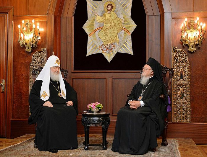 The meeting between His Holiness Patriarch Kirill of Moscow and All Russia with His All Holiness Patriarch Bartholomew of Constantinople. Photo: Mospat.ru 