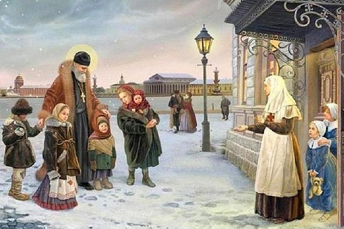 Святой Иоанн приводит сирот в приют