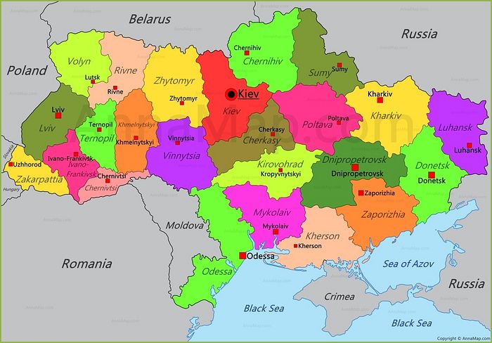 Map of Ukraine as it looks today. 