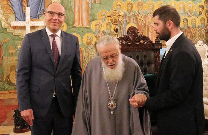His Holiness Catholicos-Patriarch Ilia II with Speaker Paruby. Photo: patriarchate.ge