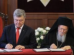 Poroshenko’s administration refuses to publish agreement with Pat. Bartholomew, in defiance of Ukrainian law