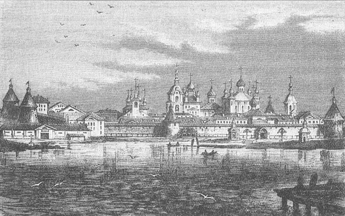 Соловецкий монастырь. Гравюра, 19-й век.