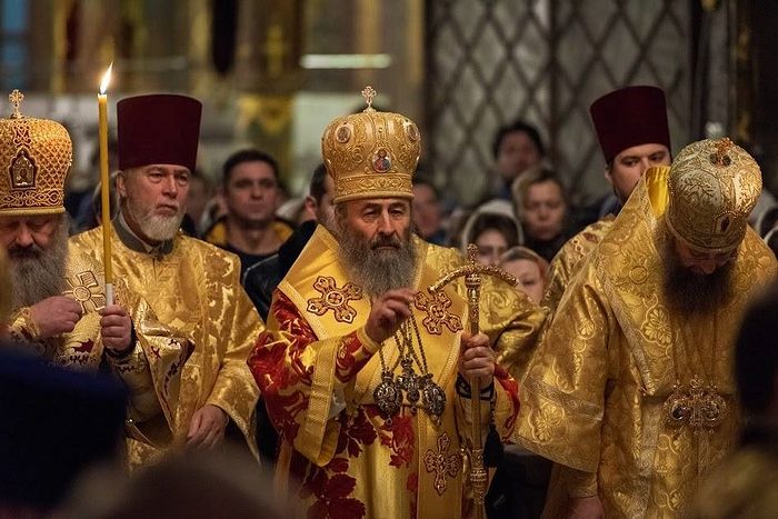 His Beatitude Metropolitan Onuphry presided at the evening services in the Trapeza church of Sts. Anthony and Theodosius of the Kiev Caves.