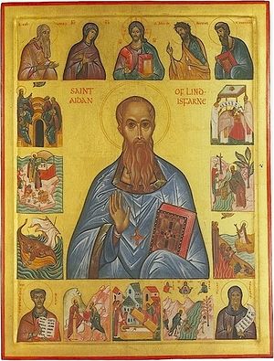 Icon of St. Aidan, with life.