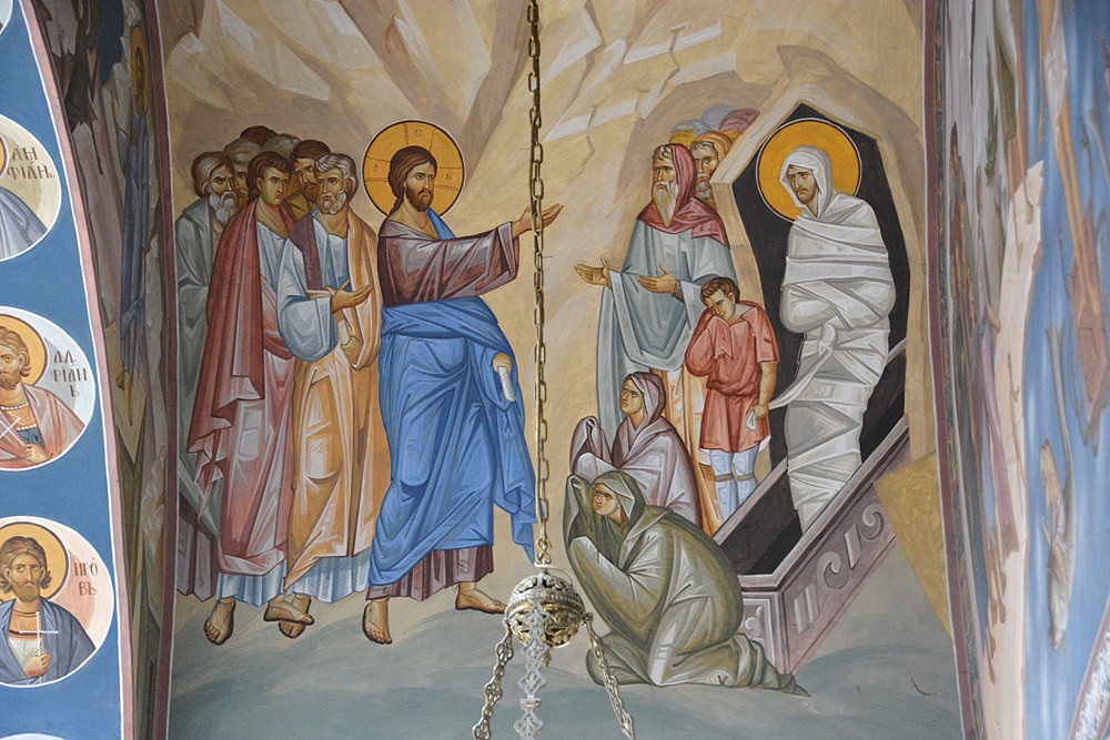 A fresco of the Raising of St. Lazarus.
