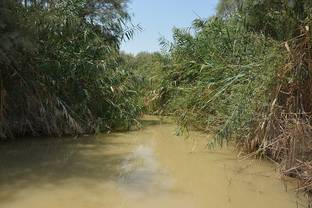 The bathing site in the Jordan River near the hotel for pilgrims.