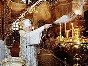 В праздник Крещения Господня Предстоятель Русской Церкви совершил Литургию и чин великого освящения воды в Богоявленском соборе