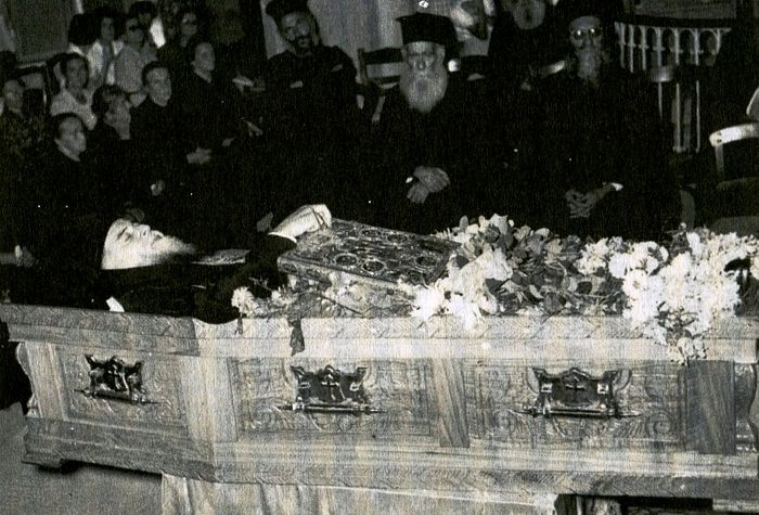 The coffin with Fr. Benedict’s body