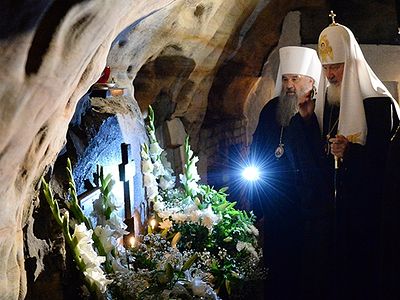 Святейший Патриарх Кирилл в Псково-Печерском монастыре