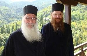 Elder Moses the Athonite (left), Fr. Chrysostomos (right)