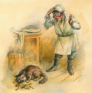 Иллюстрация к басне «Кот и повар»