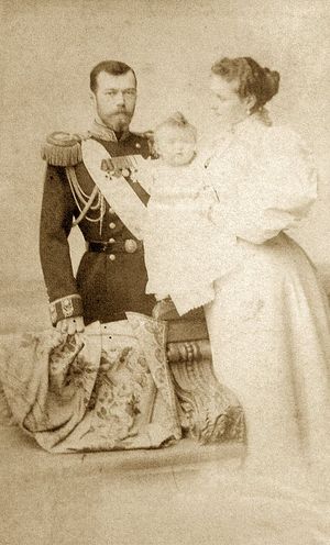 Emperor Nicholas II and Empress Alexandra with their first child, 1896