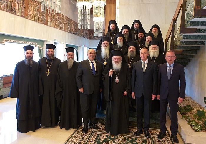 Предстоятель Элладской Православной Церкви посетил прием, организованный Посольством России по случаю праздника Торжества Православия