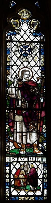 St. Patrick depicted on stained glass window of Anglican Armagh Cathedral's south aisle (kindly provided by the Dean of Armagh)