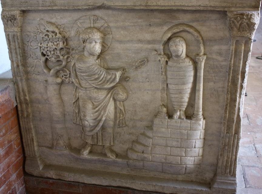 The Resurrection of Lazarus, Sarcophagus. Church of St. Vitalis, Ravenna, Italy, 4th c.