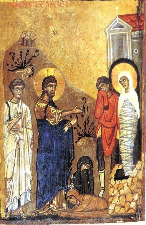 The Resurrection of Lazarus, triptych, fragment. Monastery of St. Catherine, Sinai, 8th c.