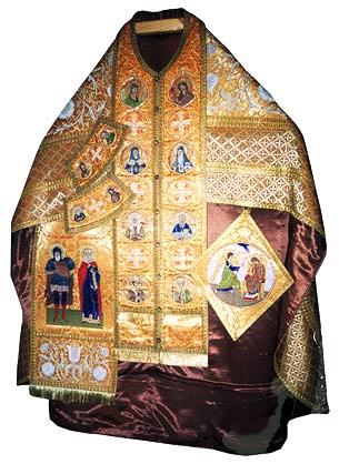 Комплект священнического облачения со св. образами: палица, набедренник, поручи, епитрахиль