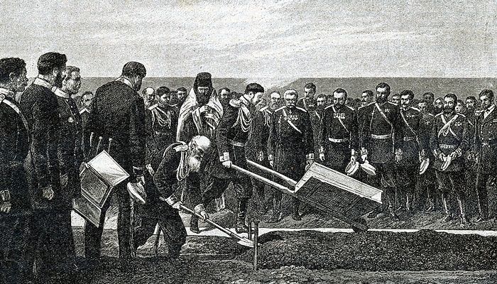 Церемонија полагања темеља за Транссиб од стране царевића Николаја Александровича у Владивостоку. Фото: www.globallookpress.com 