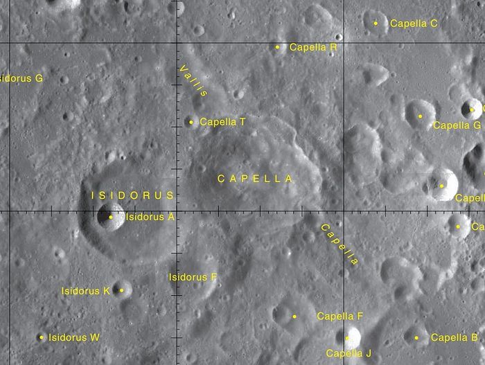 Map of northern Mare Nectaris, showing Isidorus crater. Wikipedia.