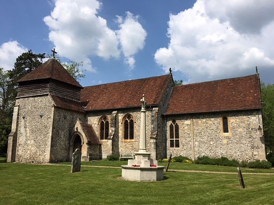 St. Swithin's Church at Headbourne Worthy from the west, Hants (kindly provided by priest-in-charge of the Headbourne Worthy parish)