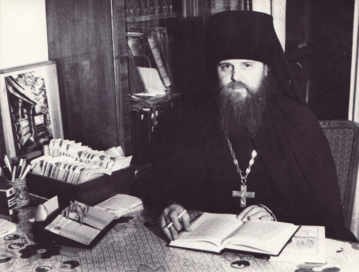 The future abbot of Optina, Archimandrite Benedict, in the library of the Holy Trinity-St. Sergius Lavra