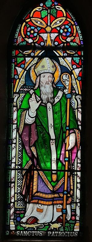 St. Patrick's stained glass window at St. Patrick's RC Church in Gurteen, Sligo (kindly provided by Fr. Joseph from the Gurteen parish, Sligo)