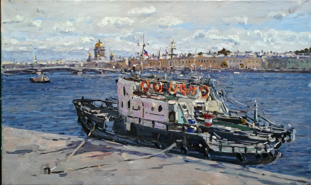 A tugboat on the Neva, 2018