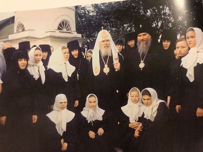 His Holiness Patriarch Alexei II and Archbishop Clement at the monastery, 1999