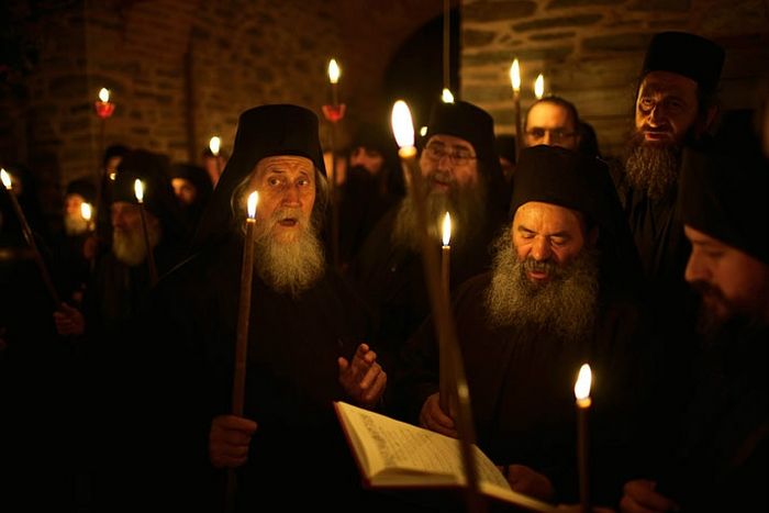 Paschal service on Mt. Athos. Photo: Trevor Dove / National Geographic