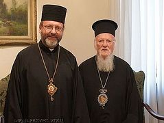 Pat. Bartholomew discusses ecumenical relations in Vatican with Ukrainian Uniate leader