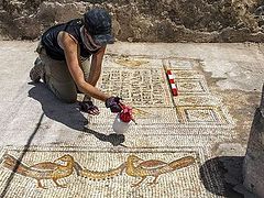 Archaeologists uncover mosaic floor from 5th century church near Sea of Galilee