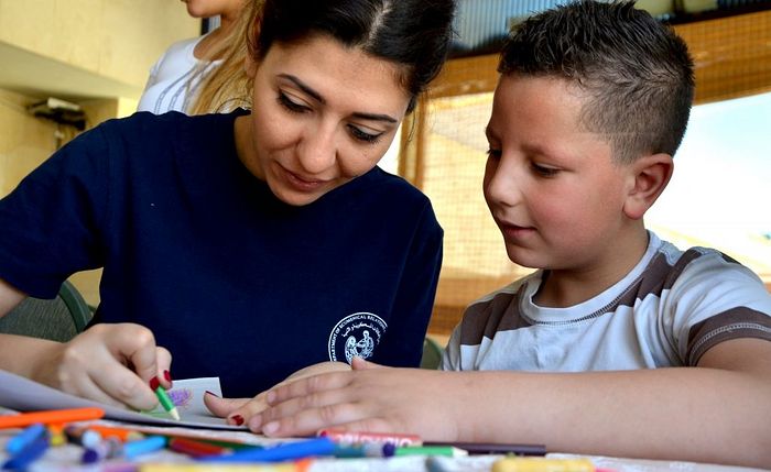 IOCC-supported Dream Centers in Syria are safe spaces for play, learning, and psychosocial support that help children and caregivers deal with trauma and difficult experiences. Photo: GOPA-DERD.