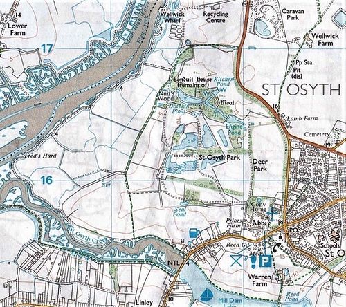 Location of St.Osyth village, the medieval Abbey and SS Peter & Paul church